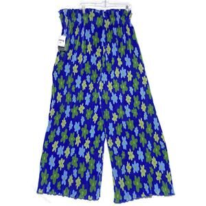 Black History Month Pleated Pants Size 3XL Blue Flowers by Samantha Black New WT